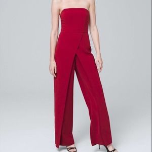 NEW White House Black Market red strapless jumpsuit, 12